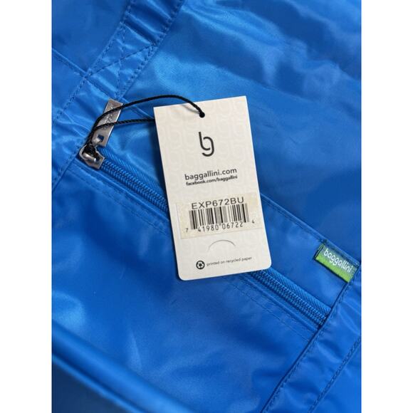 NEW! Baggallini Expandable Tote Blue Nylon Shopper Carryall Bag - Picture 2 of 12